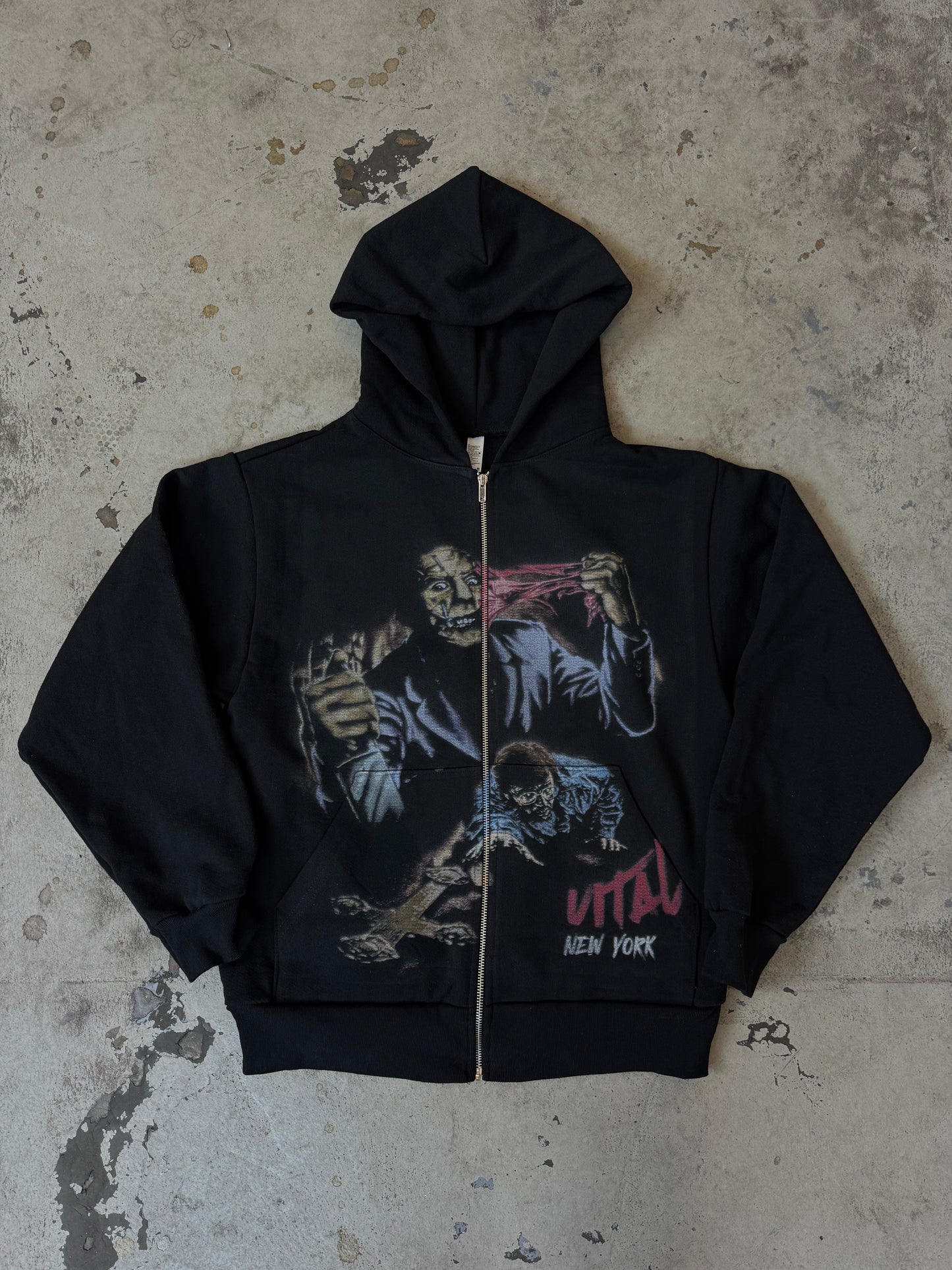 Vital”Leather Face” Zip-Up Hoodie